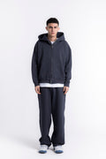 Dark Grey full Set — Zipped Hoodie + Wide-Leg Pants