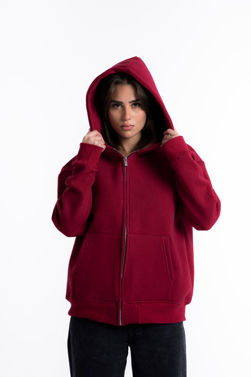 Burgundy Zipper Hoodie