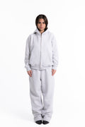 Light Grey Full Set — Zipped Hoodie + Wide-Leg Pants
